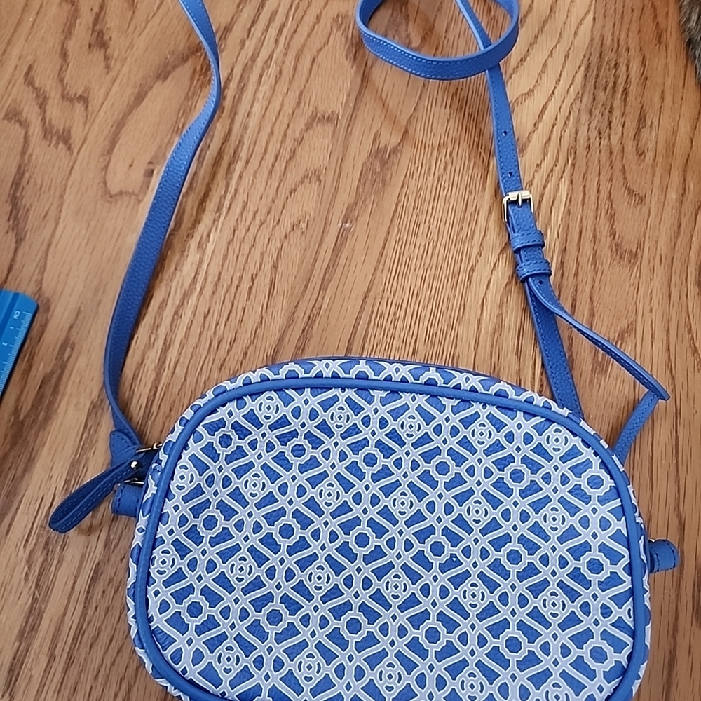 Talbots Blue and White Geometric Crossbody Bag